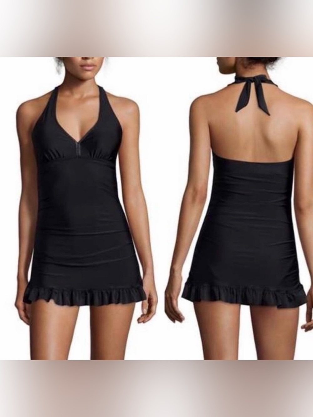 Spanx Assets Black Halter Swim Dress